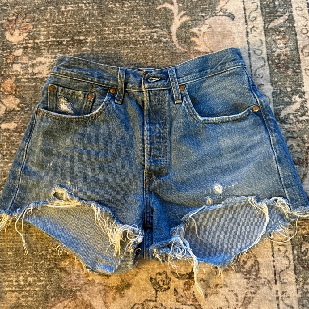 Levi's Blue Distressed Jean Shorts